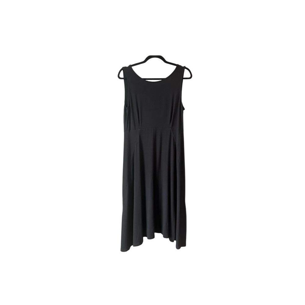 Eileen Fisher Black Asymmetrical Tank Midi Dress Size Medium Minimalist Casual
